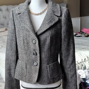 Ann Taylor Black and White Textured Blazer